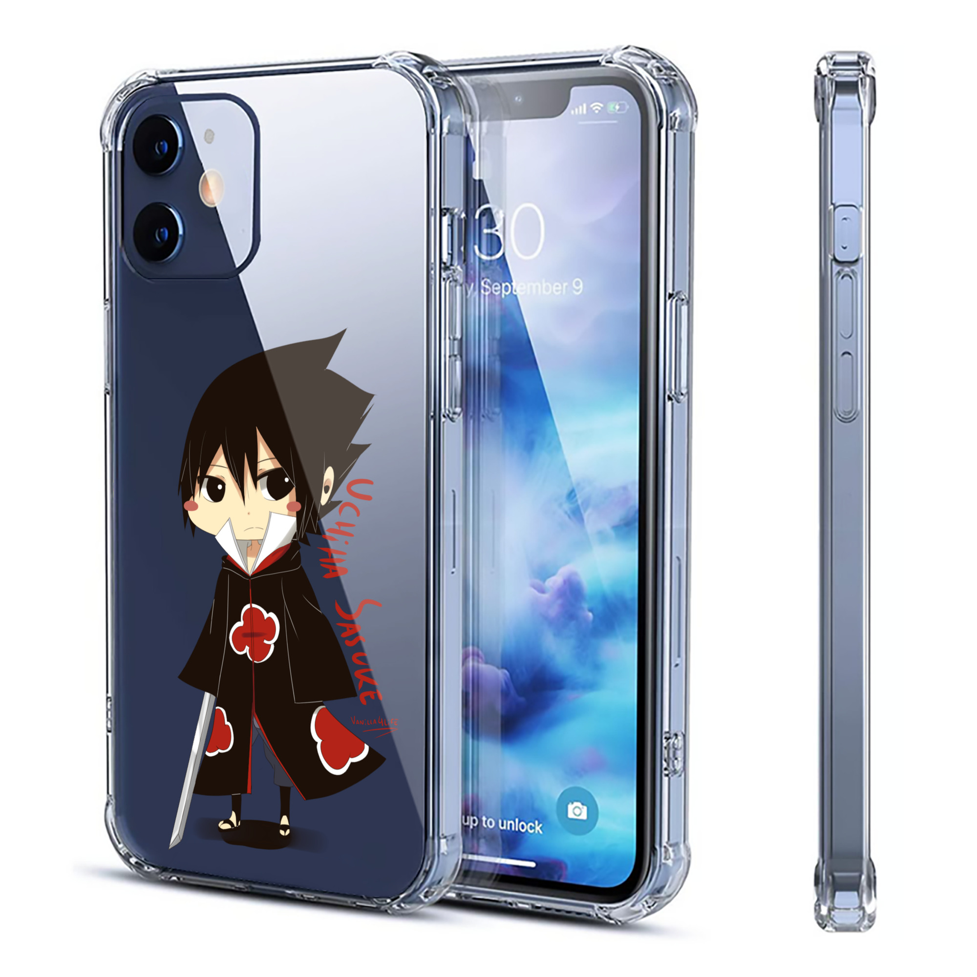 （画像用） NARUTO -ナルト- うちは サスケ Uchiha Sasuke 【iPhone 12シリーズ対応】透明スマホケース（クリアソフトケース）